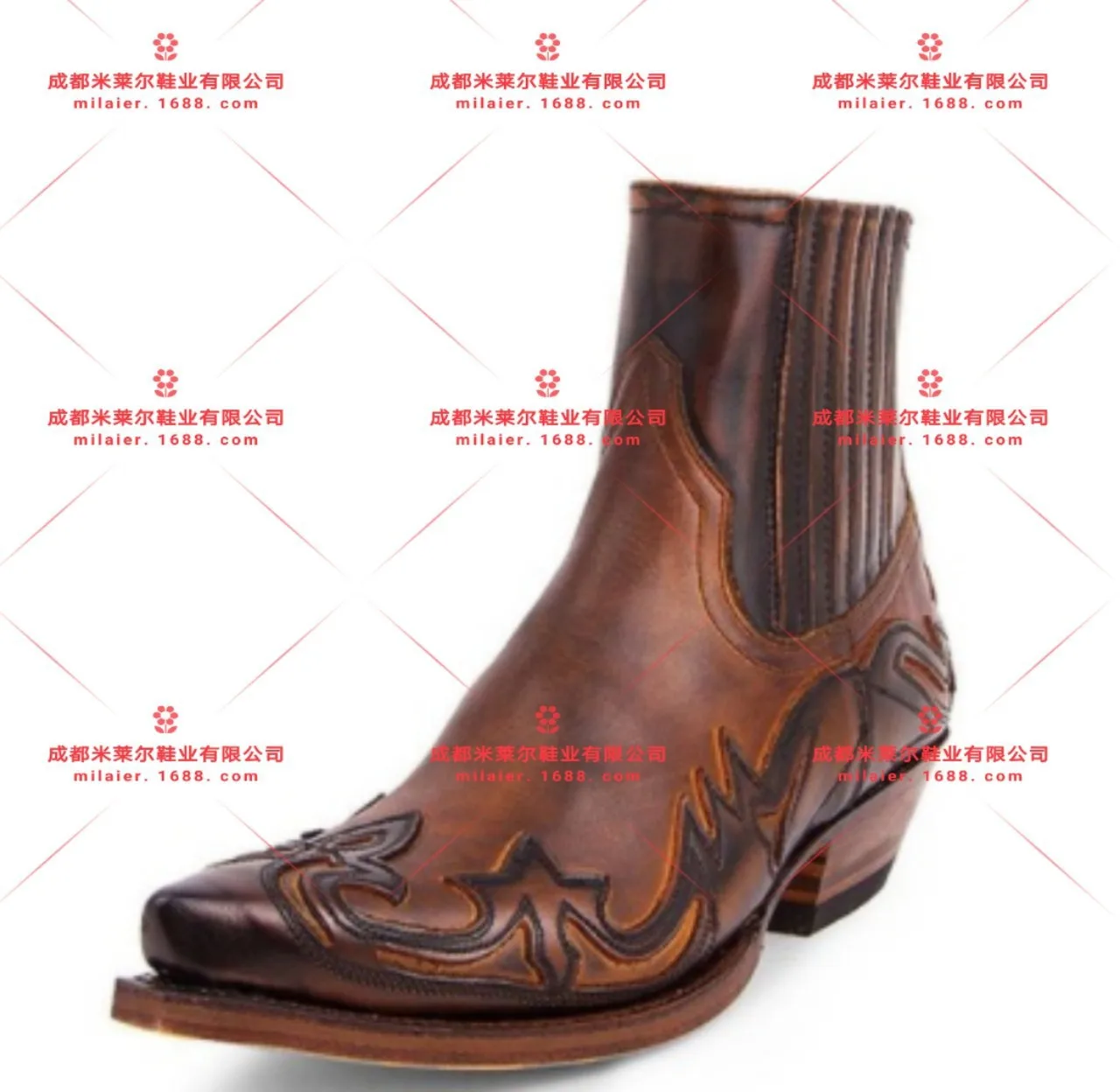 

New Style 2020 Spring Europe And America Ethnic-Style Faux Pu Men's Leather Boot Men's Cowboy Boots Low Heel MEN'S SHOES M28