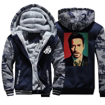 

Fashion Marvel Iron Man Camo Hoodie Men Tony Stark Tracksuit Autumn Casual Plus Size Fleece Sportswear Streetwear Men Coat