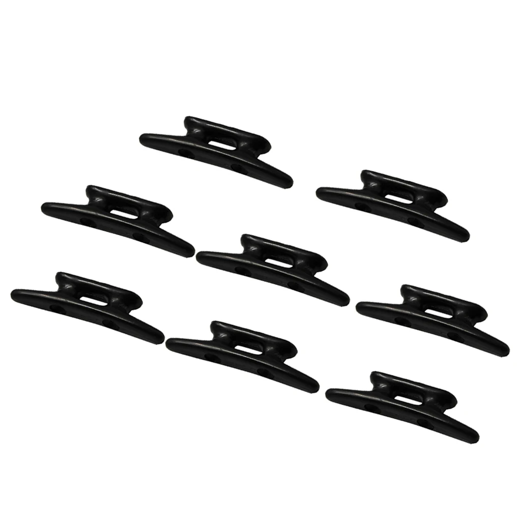 8 Pieces Black Nylon Plastic Open Base Deck Cleats For Marine Boat, 3inch