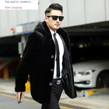 Натуральное меховое пальто, мужская зимняя куртка, теплая шуба из натуральной норки, мужские норковые куртки, пальто, верхняя одежда, парка 8858 KJ3092