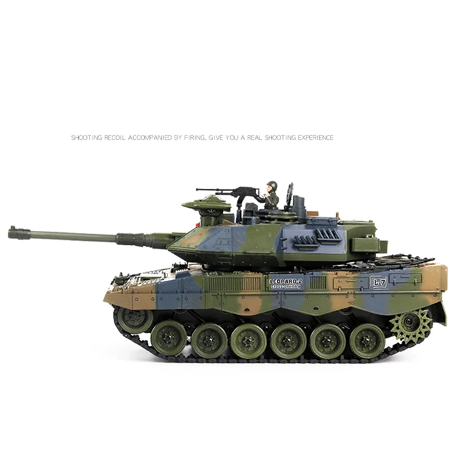 LCF 1:18 2.4G German Leopard 2A6 Military Tank Model RC Battle Tank Toy with Smoke Sound Light Effect 3