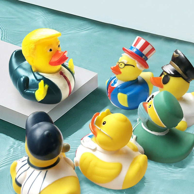 Jouets De Bain Pour Bebe Et Enfant Theme Du President Americain Trump Canard Jaune Drole En Caoutchouc Produisant Un Son Grincant Flottant Sur L Eau Dans La Douche Aliexpress