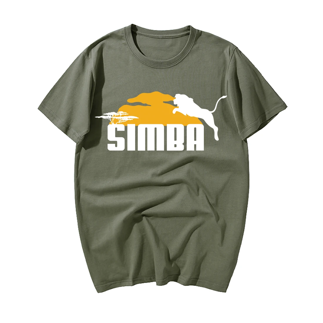 Модная мужская футболка с изображением короля льва Simba, забавная футболка с рисунком аниме, повседневные летние хлопковые футболки с коротким рукавом, Harajuku, уличная одежда - Цвет: Dark Green 5