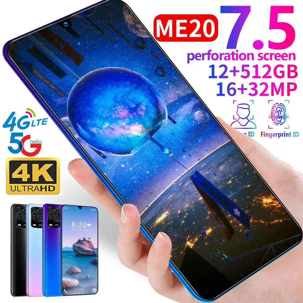 7.5 Cal ME20 Snapdragon 865 Android10 telefon 6800mAh 12GB RAM 512GB ROM Deca Core 4 kamera globalna wersja telefonu komórkowego Smartphone