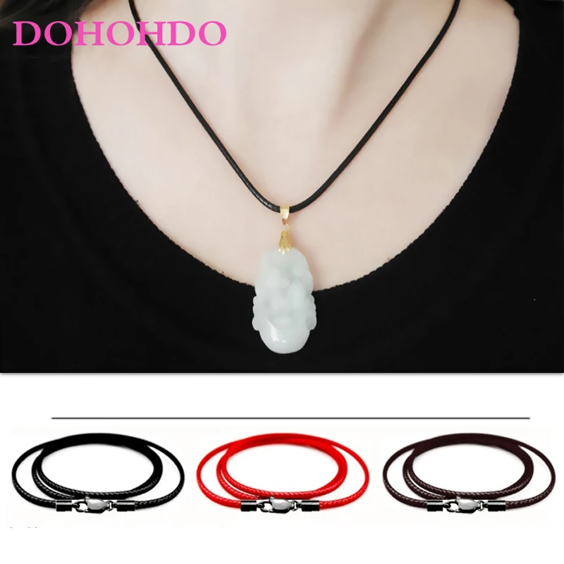 

Men Women Jewelry Making 1mm 1.5mm 2mm 3mm Leather Cord Necklace Chain Stainless Steel Black Lobster Clasp Connector Waxed Rope