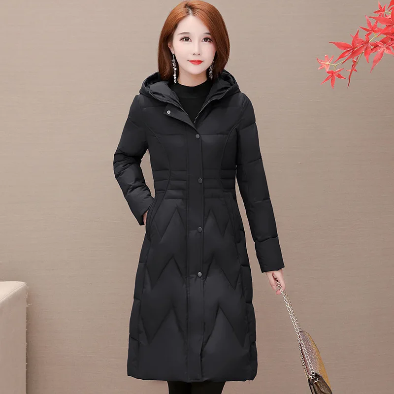 

2019 Winter Korean-style Fashion Nobility Generous Solid Color Cotton-padded Jacket Hooded Warm with Zipper Mid-length Cotton Co