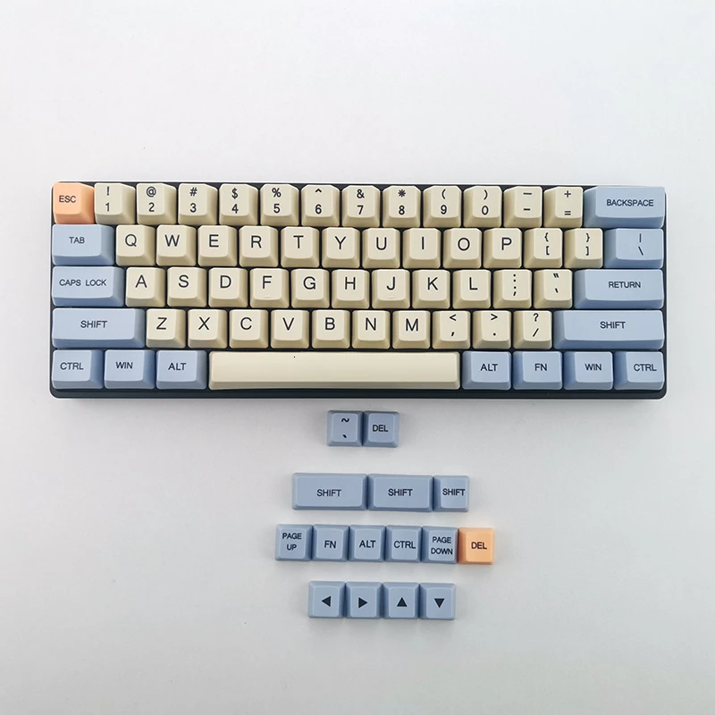 Бежевый Синий бежевый оранжевый краситель Sub 64 68 толстый PBT Keycap набор ключей OEM профиль для механической клавиатуры YD60M XD64 GK64 Tada68 - Цвет: Бежевый