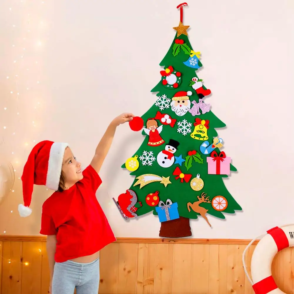 QIFU 3D DIY Felt Christmas Tree Christmas Decorations for Home Christmas Tree Decoration Xmas Gifts New Year 2020 Navidad Noel