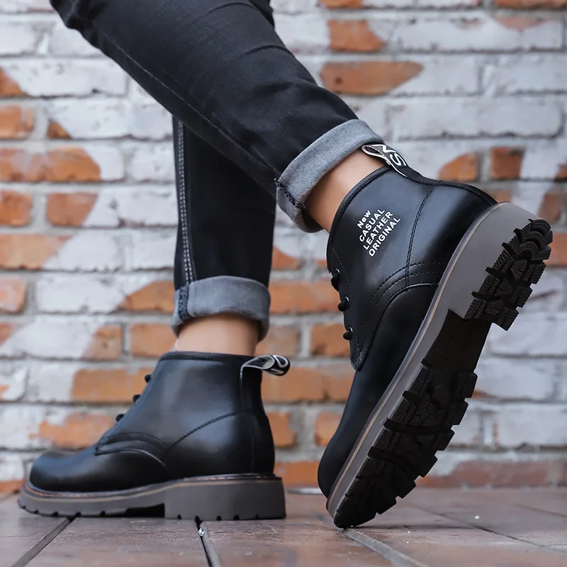 

Ozhouzhan Martin Boots Men's Business England Casual Hight-top Leather Boot Men's Worker Boot Winter Warm Cotton-padded Shoes Mi