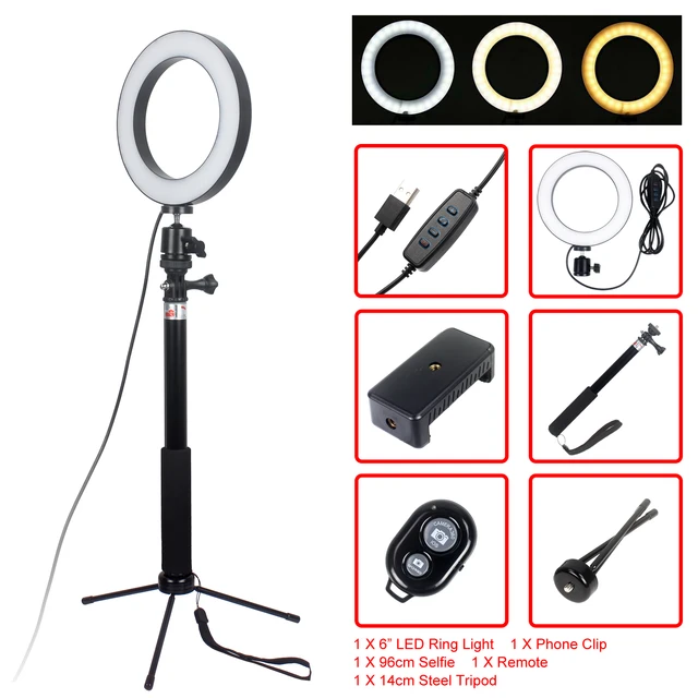 16cm Selfie Ring Light avec support de trépied, led Ring Light pour Live  Stream / maquillage