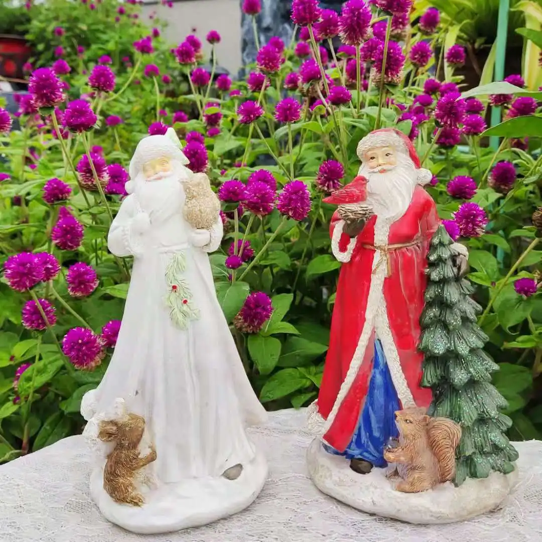 

American Red White Santa Claus Resin Ornaments Garden Christmas Gifts Figurines Decor Outdoor Courtyard Sculpture Accessories