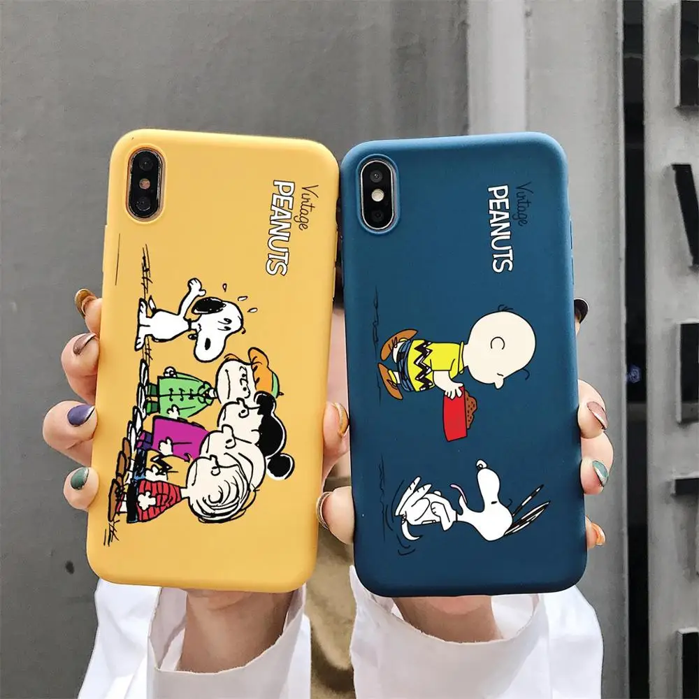 

Cartoon cute Charlie brown dog Lucy soft Silicone Case for iPhone 11 11 pro max 7 8Plus X XR XS Max matte Covers capa fundas