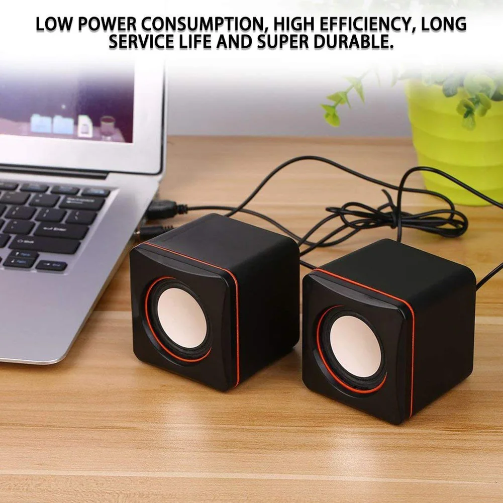 

Square Home Gaming Stereo Wired Laptop Audio For PC Desktop Mini Speaker With USB Cable Office Music Portable
