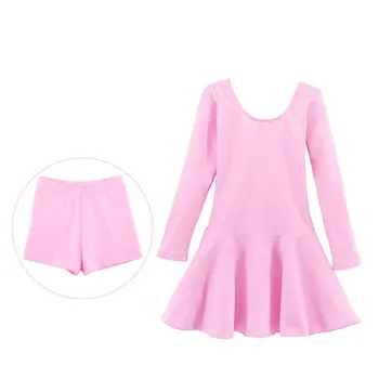 

High Quality Cotton Long Sleeve Separate Shorts Ballet Suit Children Girls Gymnastics Ballet Dance Dress Kids Dancewear