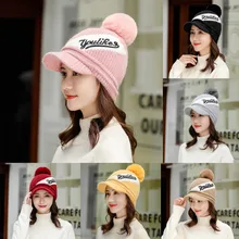 Женская шапка, шарф, сиамский воротник, милая Зимняя Вязаная мужская шапка с буквенным принтом, берет