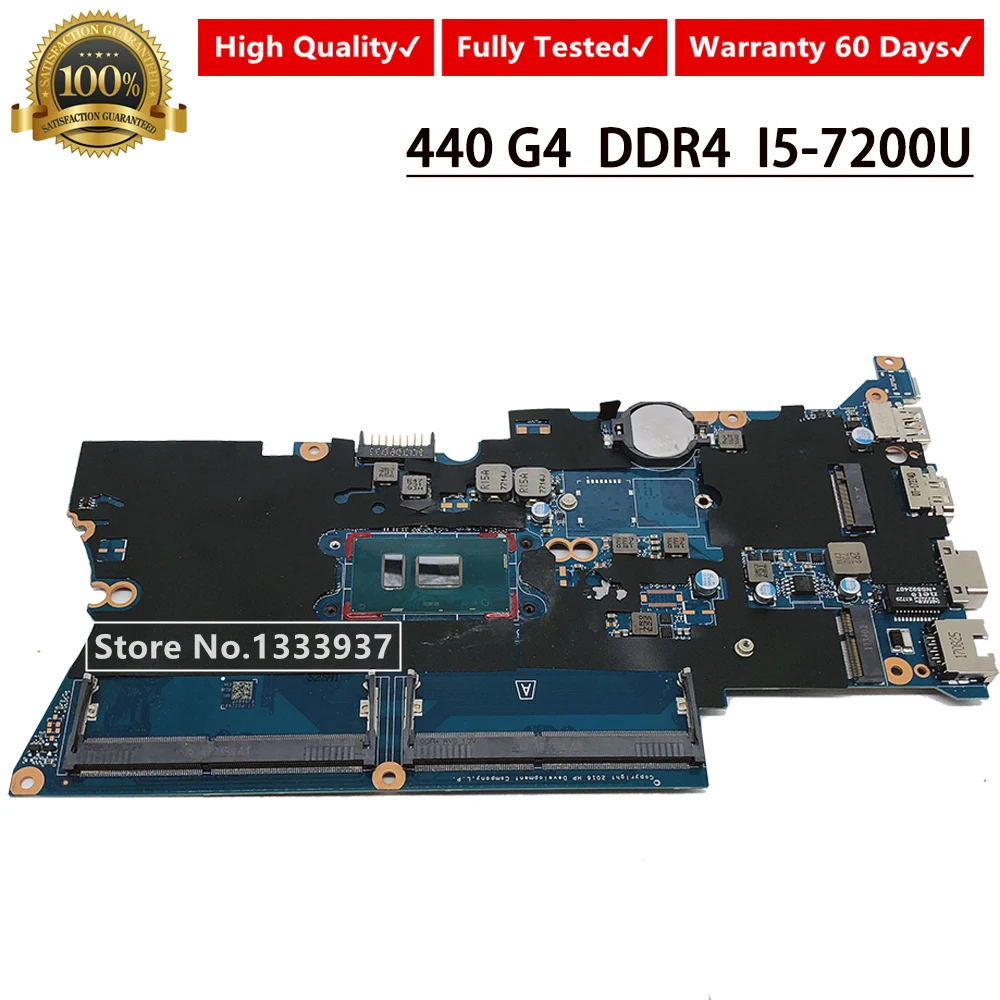 DA0X81MB6E0 MAINBOARD For HP Probook 440 G4 430 440-G4 430-G4 Laptop Motherboard SR2ZU I5-7200U | Компьютеры и офис