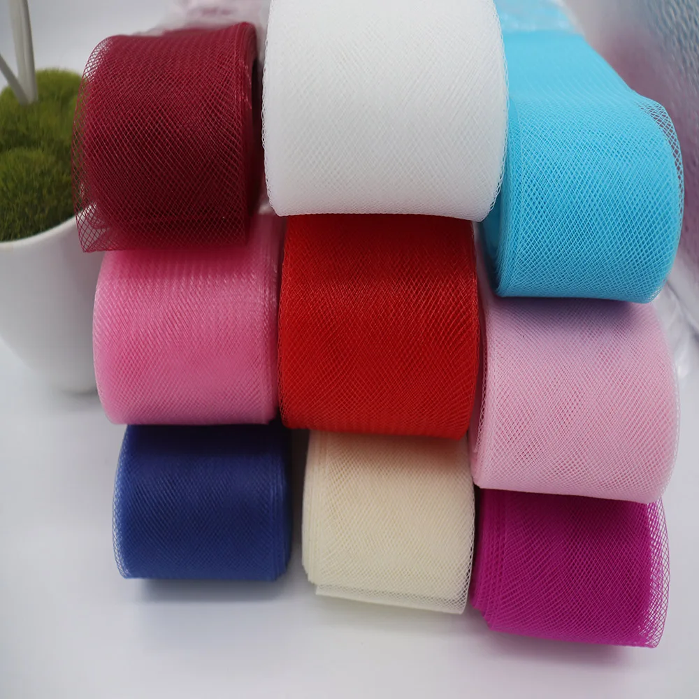Cinta de malla de poliéster suave, Crinolines lisos planos, trenzada con tela de crin de caballo para sombreros/artesanía/accesorios de costura de vestido de boda