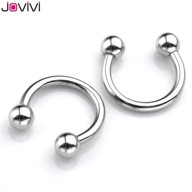 Jovivi 2x 14G Captive Beads CBR Hoop Nose Septum Ring Eyebrow Lip Nipple  Ring Ear Studs Multi-used Fashion Body Piercing Jewelry