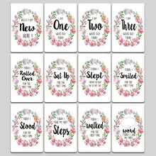 

1-12 Months Baby Milestone Photo Cards Newborn Souvenir Moment Photo Cards Age Markers Baby Footprint Tracking Baby Shower Gift