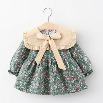New born baby girls dress spring clothes long sleeve floral dresses for 1 year baby birthday girls clothing outfit wear dress