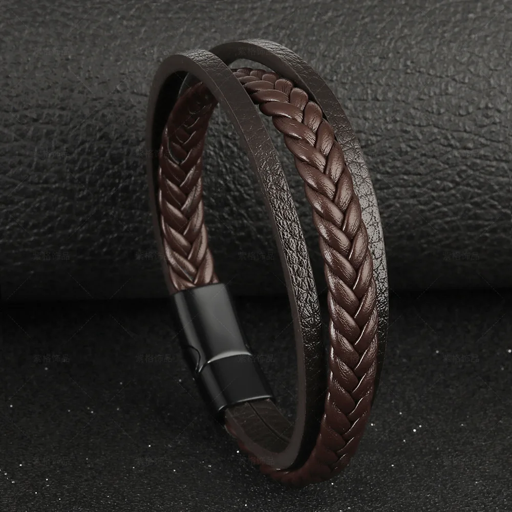 Wholesale Gift New Arrival Vintage Leather Rope Braided Bracelet Ethnic Style Magnetic Snap Men's | Украшения и аксессуары