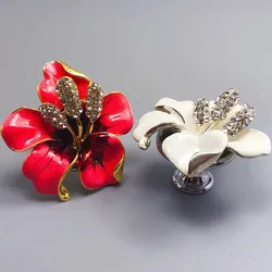 Cabinet Handle Art Flower Handle Alloy Inlaid Drill Handle Drawer Alloy Pull Furniture Accessories