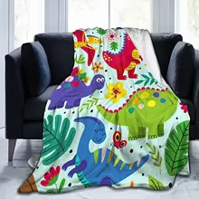 

Dinosaurs Kids Sherpa Throw Blanket Quilt for Couch Green Cute Cartoon Animal Super Warm Soft Cozy Plush Fleece