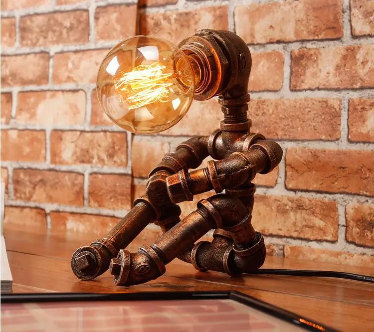 Lâmpadas de Mesa do Vintage Lâmpada de Mesa para Casa Lâmpada ao Lado Retro Tubo Água Robô Deco Industrial Quarto Estudo Decoração Led Camas 11 água robô lâmpada de mesa para casa