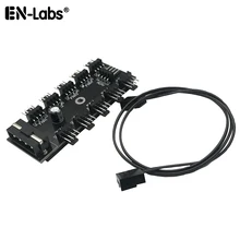 Répartiteur de ventilateur PWM 10 ports 4 broches, adaptateur avec câble de contrôleur de vitesse/RPM, alimentation par IDE Molex 4 broches ou SATA, séparateur de ventilateur 4 broches 3 broches