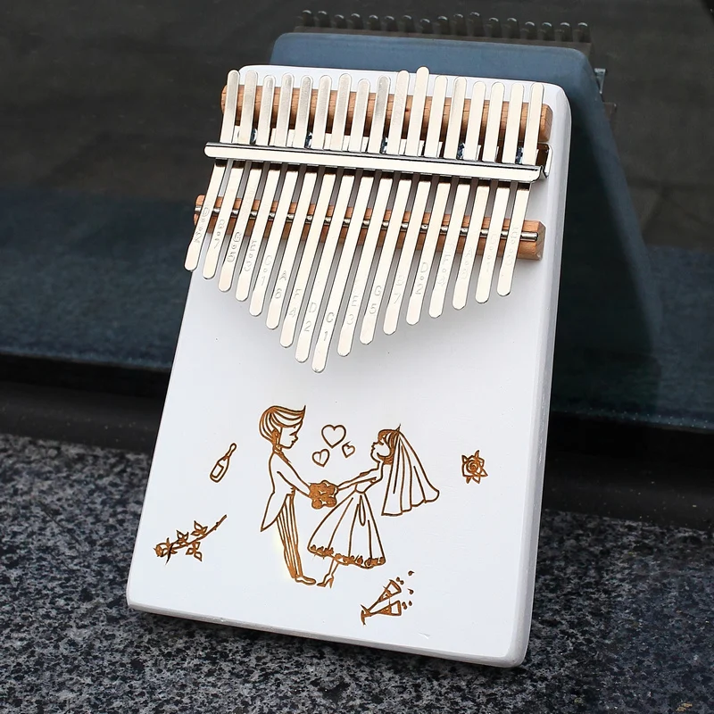 Whit 17 teclas Kalimba pulgar Piano hecho por una sola placa de madera de alta calidad cuerpo de caoba instrumento Music
