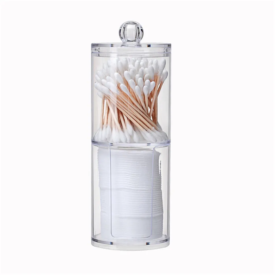 

Dual Layer Acrylic Cosmetic Organizer Multifunctional Cotton Pads Container Holder Storage Multi-form Combination Optional