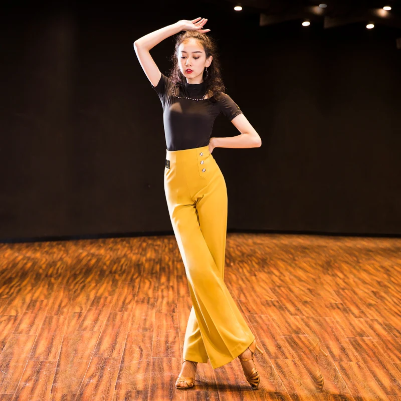 New Style Ballroom Pants Modern Women'S National Standard Trousers Straight Barrel High Waist Ballroom Dress Trousers BL2724