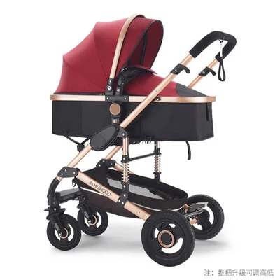 Многофункциональная 3 в 1 детская коляска с высоким пейзажем, складная коляска, Золотая детская коляска, коляска для новорожденных - Цвет: E