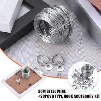 

Picture Hanging Kit 20pcs D-Ring Picture Hangers with Screws Pictures Hanging Wire Supports up to 30 lbs HKS99