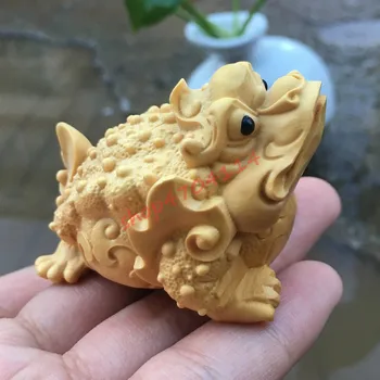 

Top quality, natural boxwood carving tripod Golden Toad hand to attract money and ward off evil ornaments hand-crafted sculpture