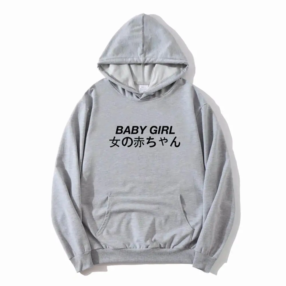 Новинка Япония с буквенным принтом BABYGIRL Толстовка для женщин худи Повседневный стиль толстовки Топы с длинными рукавами Прямая поставка одежды