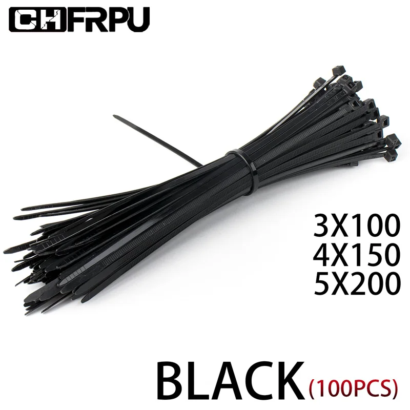 100 unids/bolsa de auto-bloqueo de plástico de nylon cable organizador personalizado cable Loop automático cremallera de la atadura de cables NEGRO 5X300 kabelbinder conjunto de suministro Industrial
