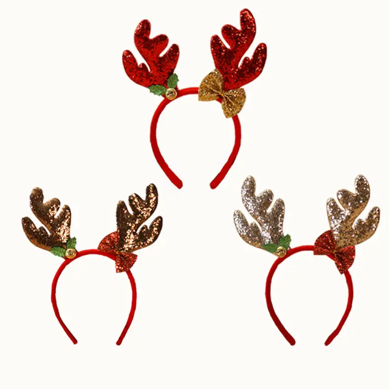 Happy Christmas Headbands Fancy Reindeer Antlers Hairband Xmas Kids Festive Party Decor Best Gift