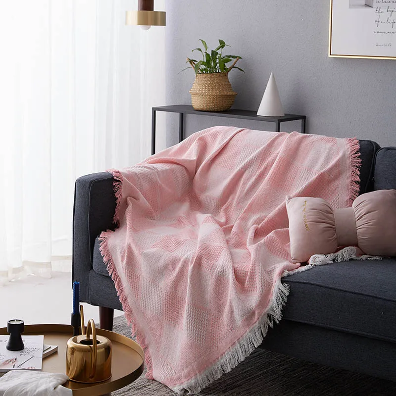pink Вязаное одеяло для дивана, плед с кисточками, путешествия, самолет, одеяло, домашнее постельное белье, украшение, детское стеганое одеяло - Цвет: pink