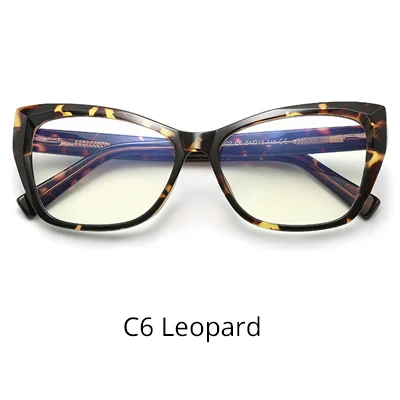 Два оклока прозрачный компьютерный синий светильник очки с весенним женским сортом без диоптрий качество TR90 кошачий глаз оправа для женщин Glasse - Цвет оправы: C6 Leopard