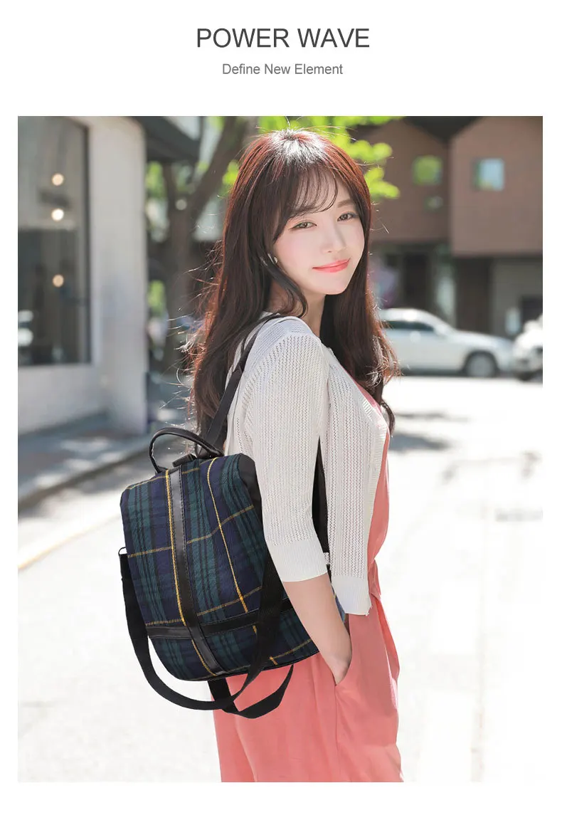 Female Red Plaid Backpack Purse Anti Theft Canvas Casual Backpack for Women 2019 Small Travel Backpack Bag School Girls Rucksack (3)