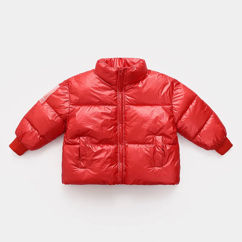 Пальто для мальчиков и девочек зимняя куртка детское пуховое плотное хлопковое пальто одежда для малышей Верхняя одежда, детский зимний комбинезон для детей 3, 8, 10, 12, 14 лет - Цвет: Красный