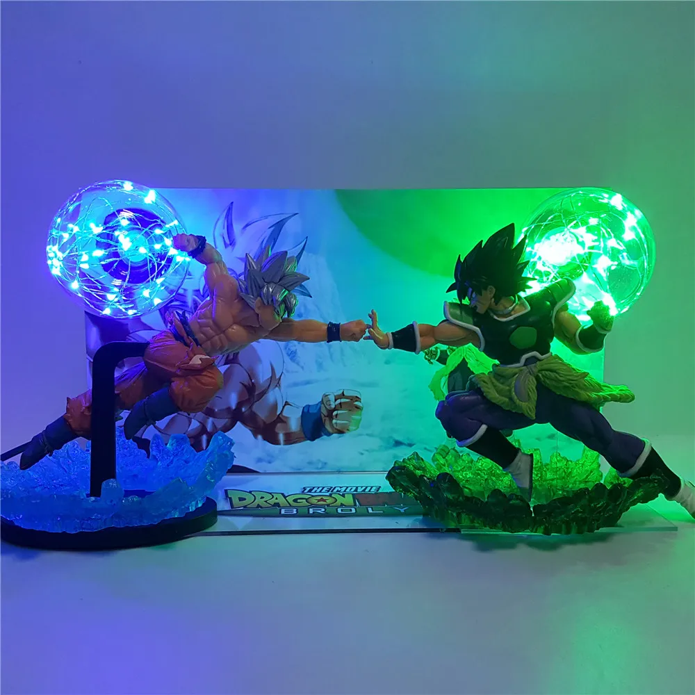 Настольная лампа Dragon Ball Z Broly VS Goku, светодиодная фигурка, ночные светильники, рождественский подарок, Broli Ultra Goku, освещение, Lampara DBZ, визуальный светодиод