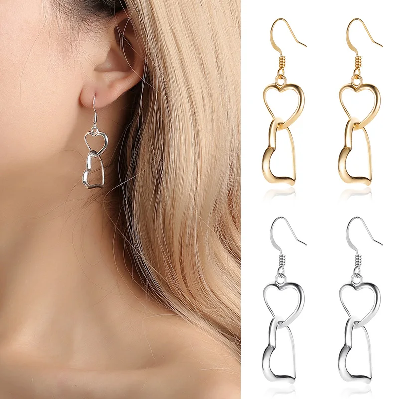 

Heart Earrings Ear Drop Alloy Heart Pendant Earrings Jewelry for Women Party Wedding KQS8