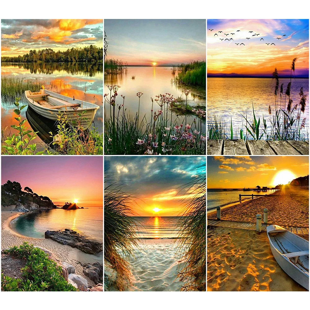 Kit Kit Diamant Broderie Mer Coucher De Soleil Mosaico Artisanat Décoration De La Maison Diamant Peinture Paysalvia Couture