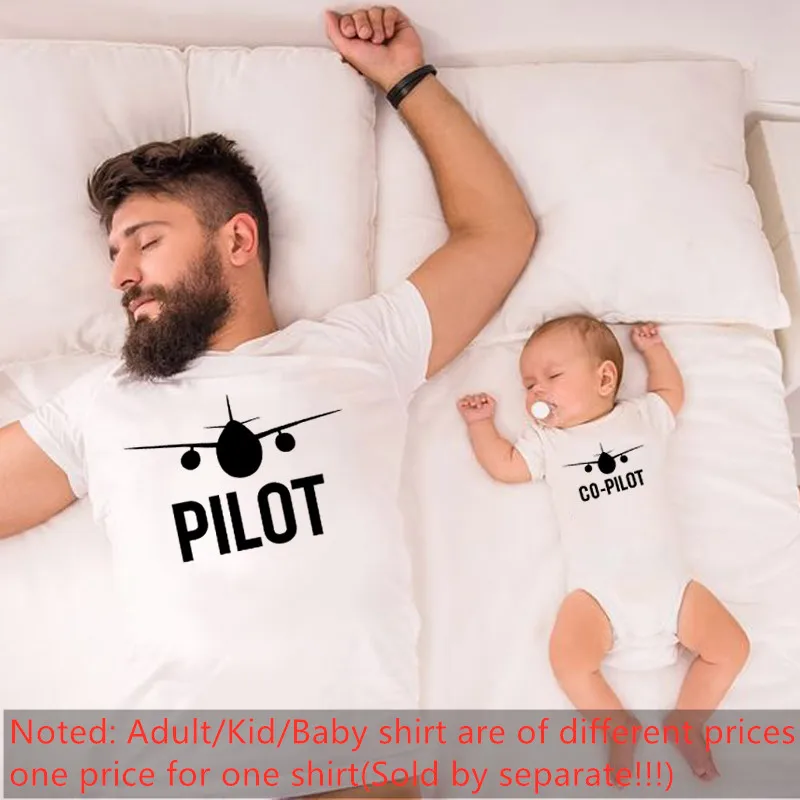 Family Matching Clothes Funny Pilot/Co-pilot Print Father and Son Matching Shirts Dad and Son Family Look Tshirts Baby Clothes matching tshirts,matching outfit,family matching hoodies