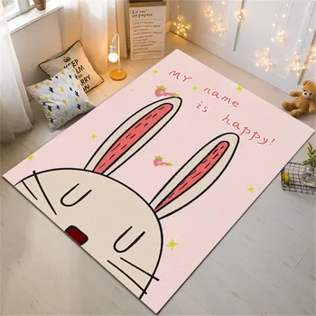 

Cartoon Rabbit Kids Carpet Pink Cute Bedroom Rug For Girls Nordic Children Room Bedside Mat For Baby Room Floor Mat Anti-slip