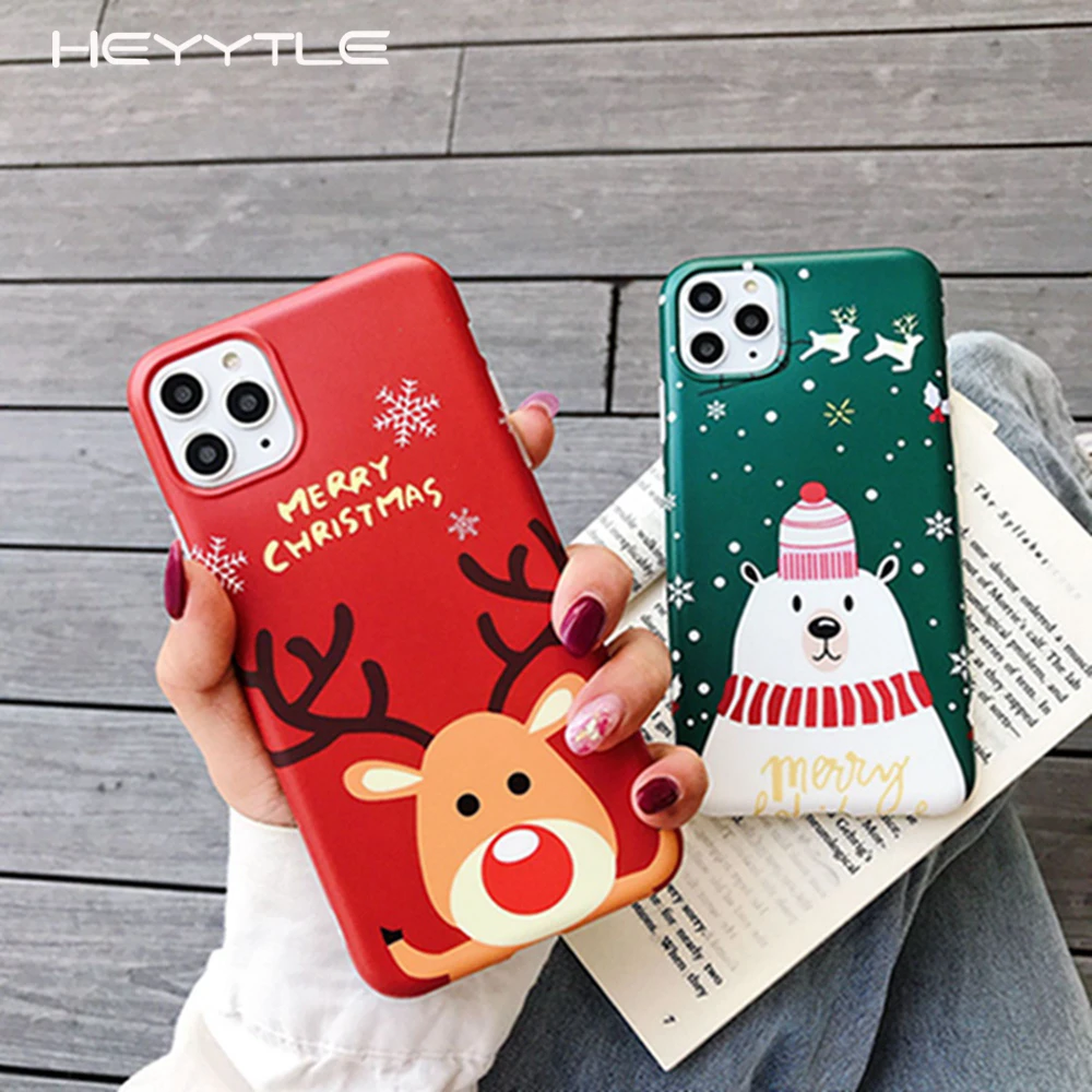 Heyytle чехол для телефона с рождественским рисунком для iPhone 7 XR 11 Pro лось Санта Клаус цветы для iPhone 6 6s 8 Plus X XS Max мягкая задняя крышка из ТПУ