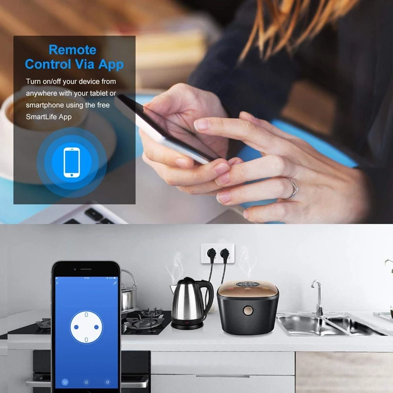Умная штепсельная розетка 16A с Wi Fi вилка защитой от перенапряжения плагина Alexa и