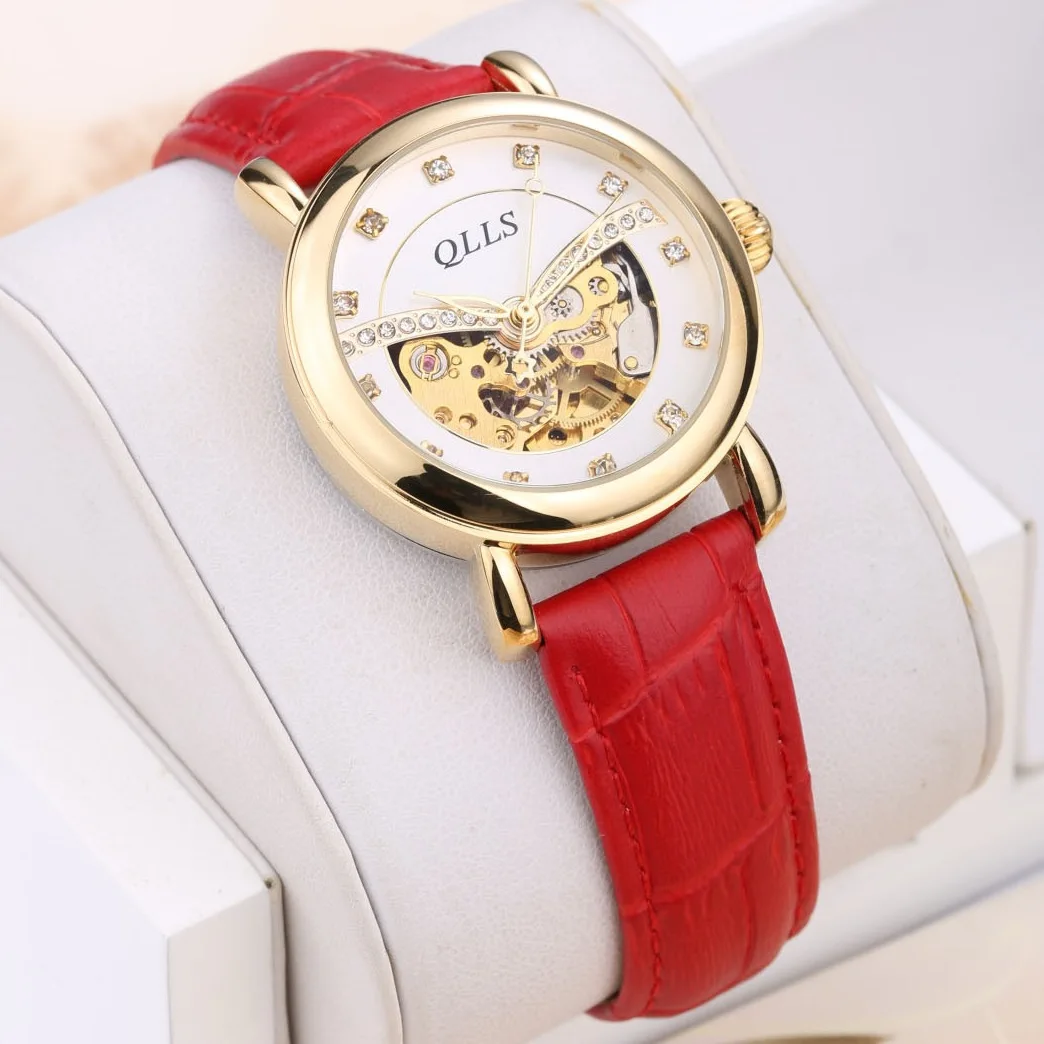 

Cabinet Watch Women's Waterproof Fully Automatic Analog Watch Hollow out Leather Belt-Style qi luo shi WOMEN'S Watch New Style